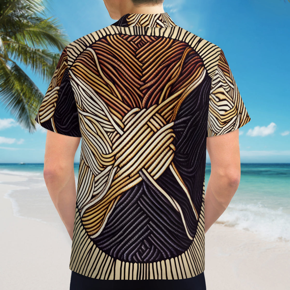 Interwoven Thread Design Short Sleeves Men's Shirt