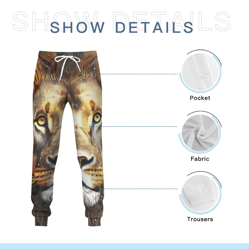 Lion Men's Adult Hoodie Set (Double-Layer Hood) | Health Fabric