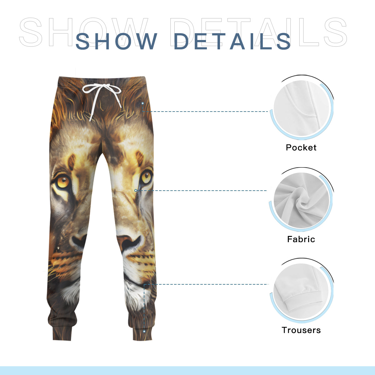 Lion Men's Adult Hoodie Set (Double-Layer Hood) | Health Fabric