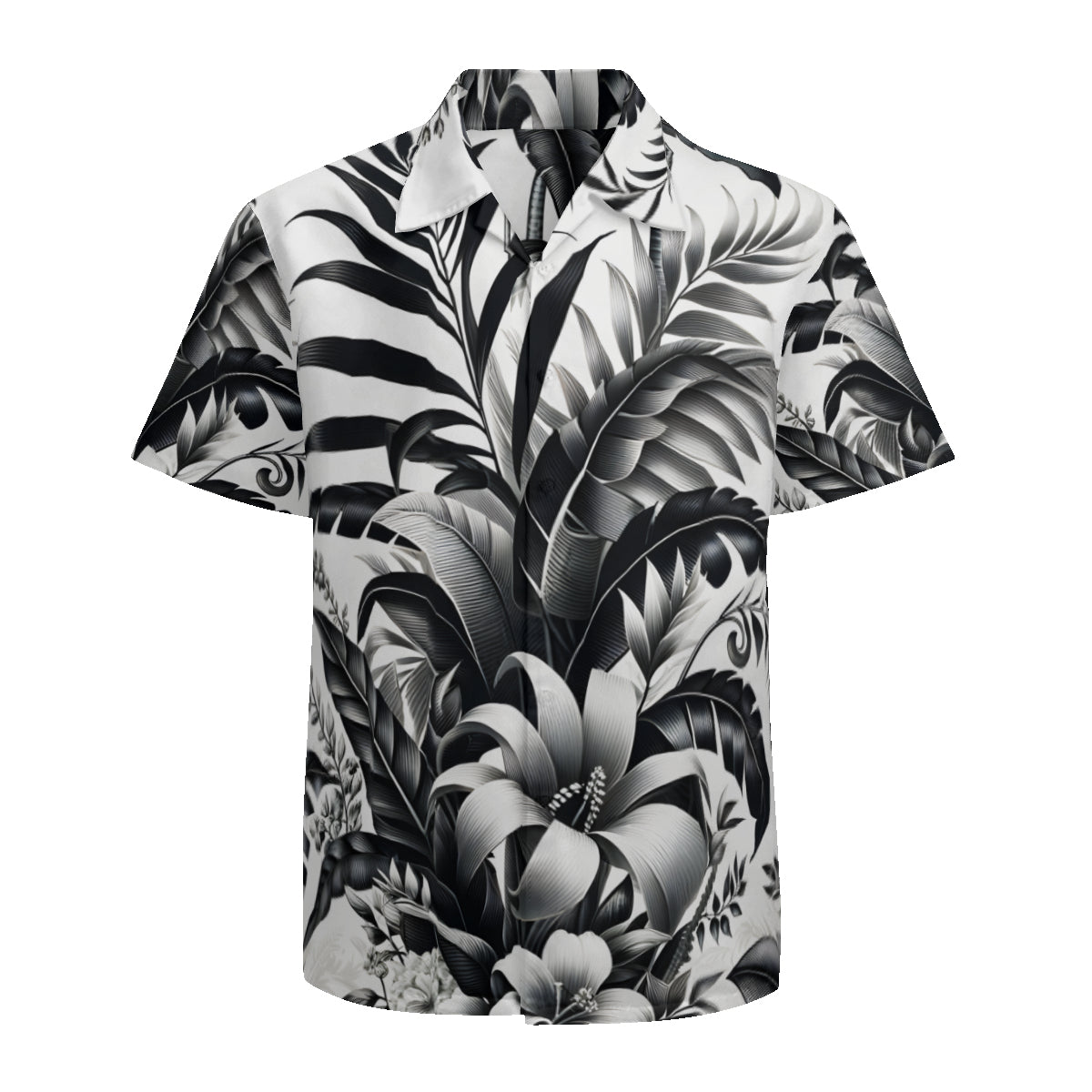Tropical Black And White Short Sleeves Men's Shirt