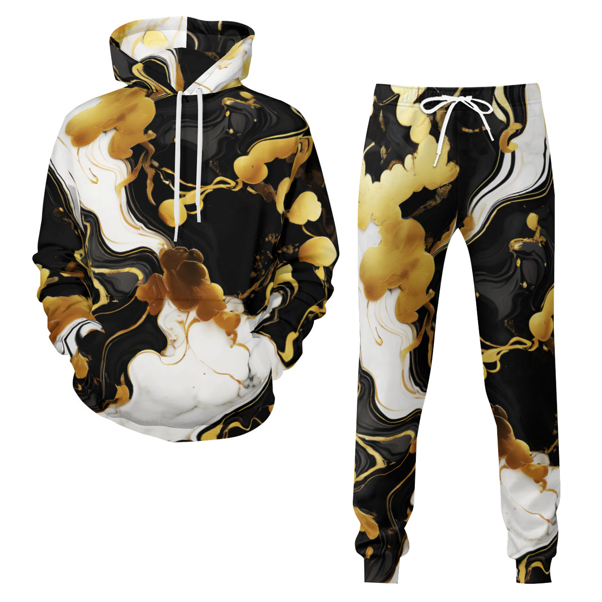 Marble Men's Adult Hoodie Set (Double-Layer Hood) | Health Fabric