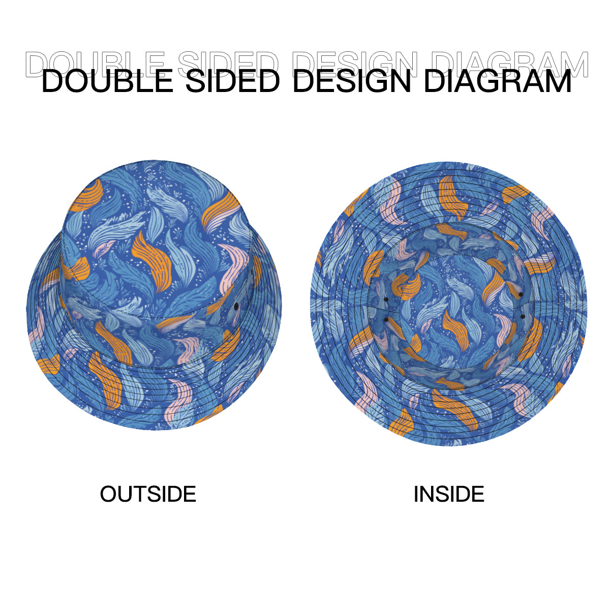 Abstract Denim Double-Sided Unisex Polyester Bucket Hat
