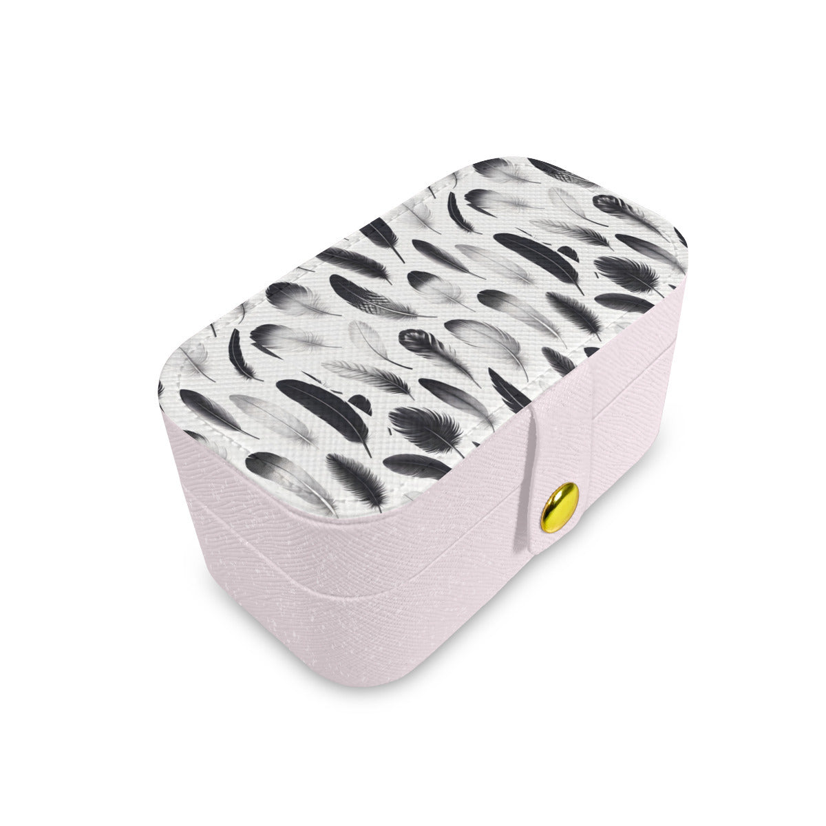 Black And White Feathers Personalized Portable Jewelry Box