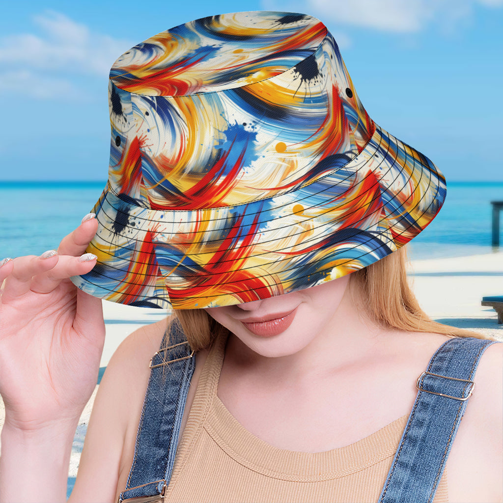 Brush Strokes Double-Sided Unisex Polyester Bucket Hat
