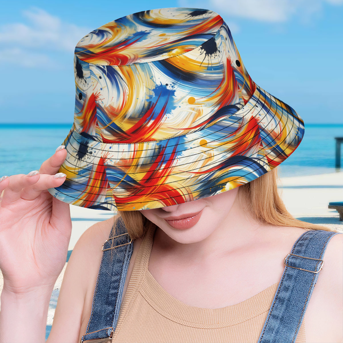 Brush Strokes Double-Sided Unisex Polyester Bucket Hat
