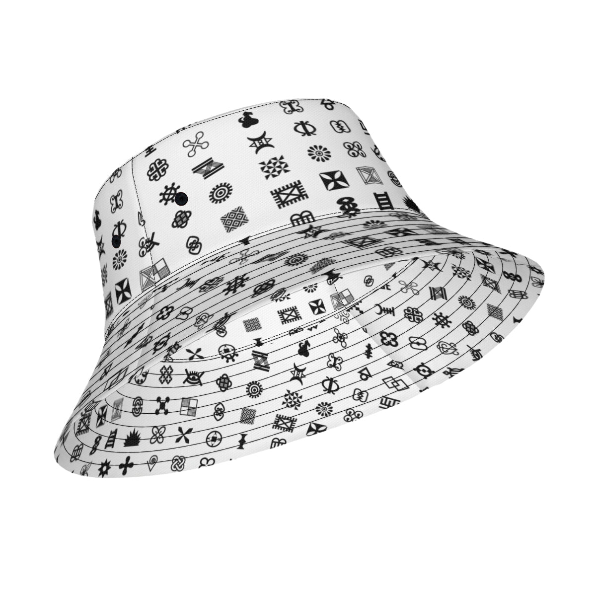 Adinkra Sysmbols Double-Sided Unisex Polyester Bucket Hat