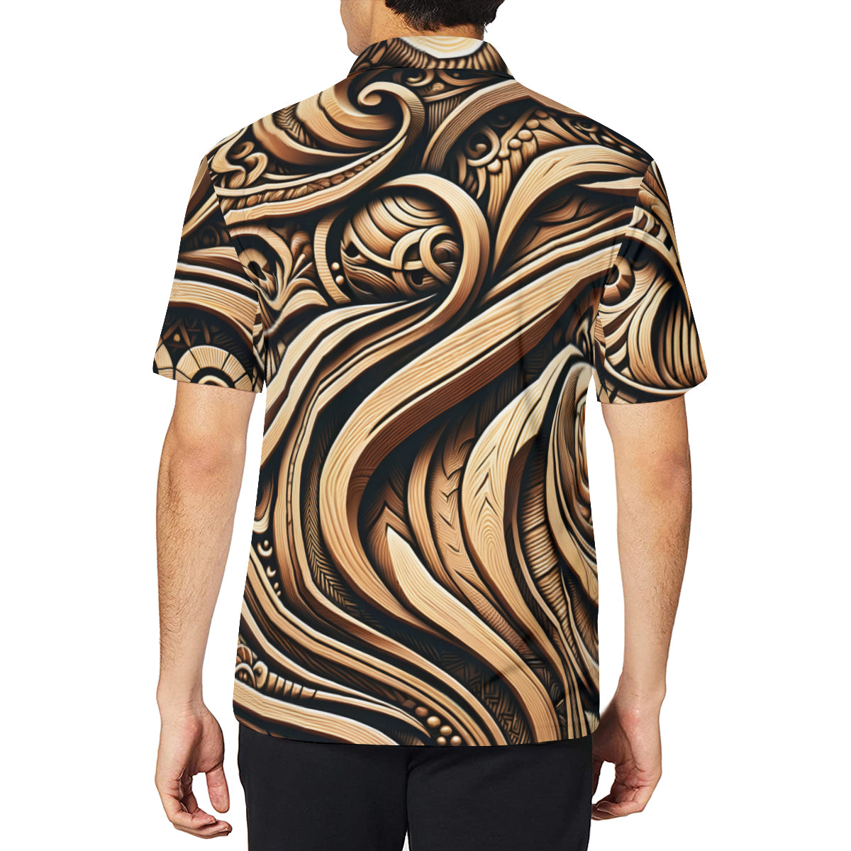 Abstract Carving Design  Men's Premium European Size POLO Shirt | 95% Polyester+5% Spandex