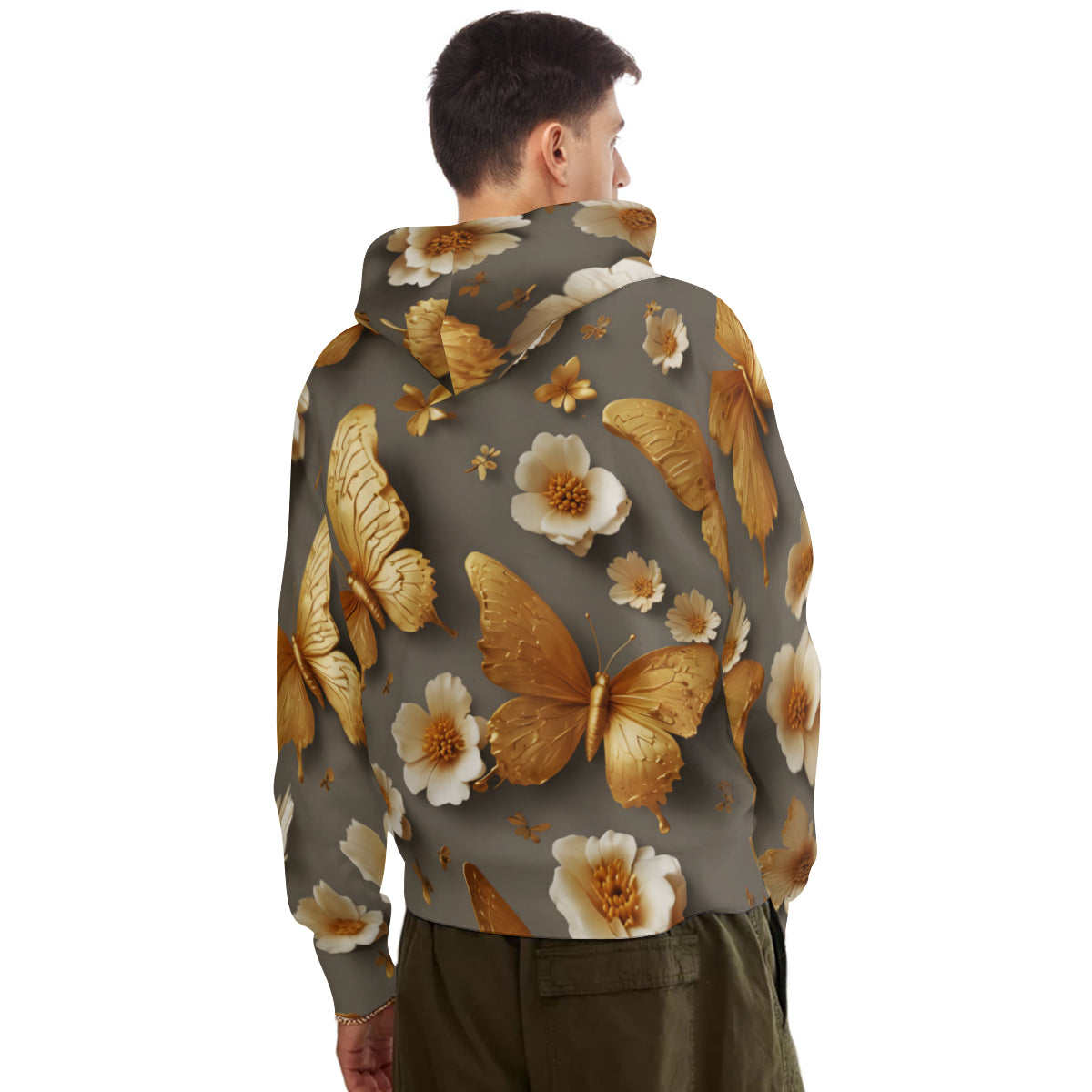 Little Golden Butterflies Men's Adult Hoodie Set (Double-Layer Hood) | Health Fabric