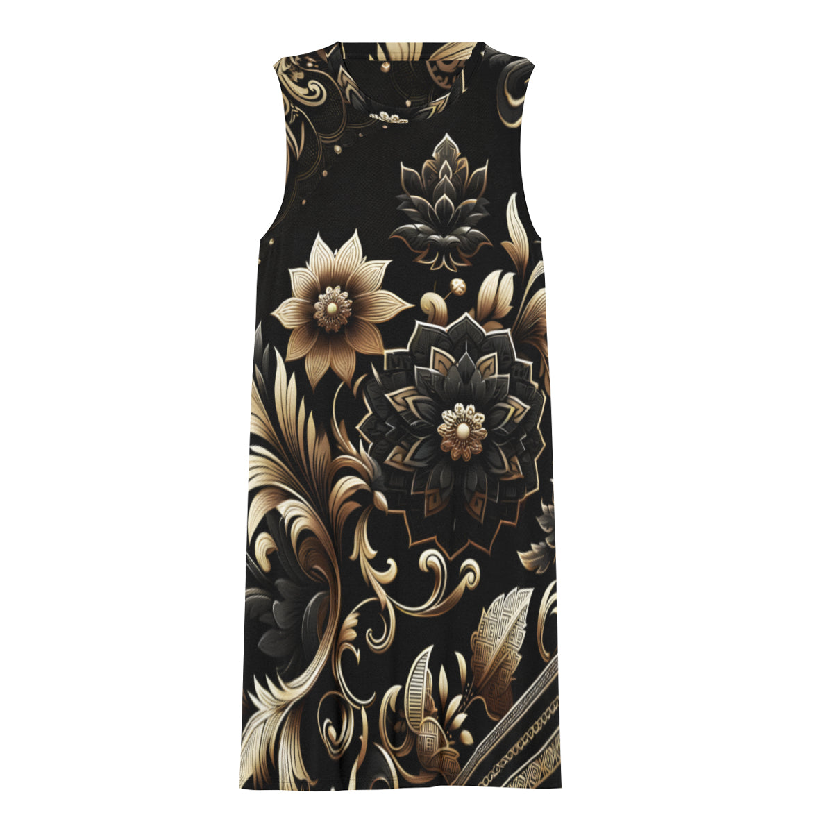 Black Floral Women's Casual Dress | Polyester