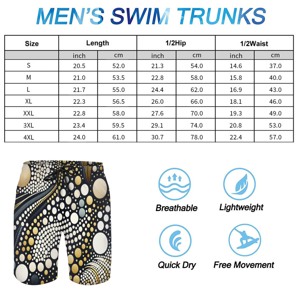 Abstract Dotted Men's Beach Shorts (Not Mesh Lined) | Polyester