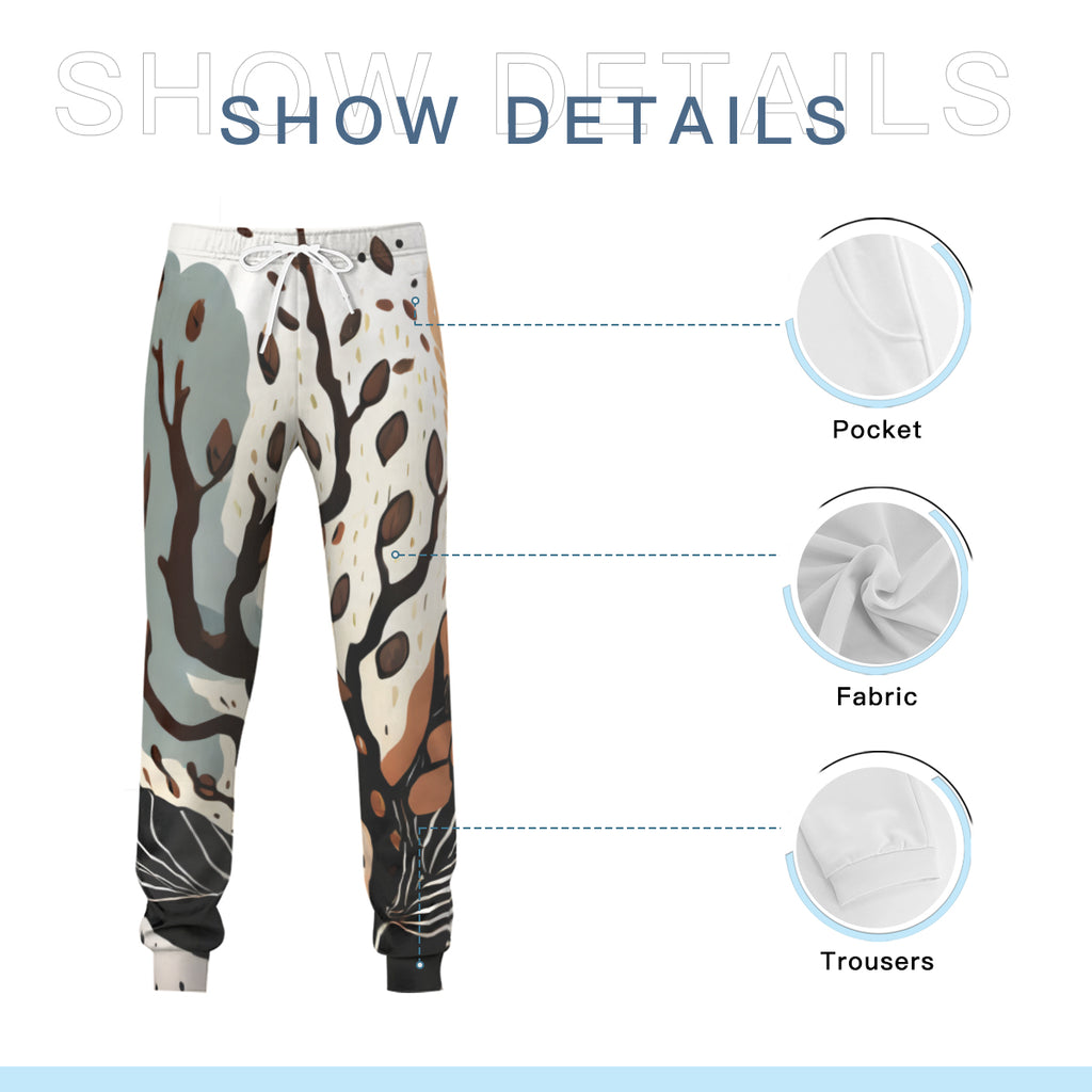 African Tree Pattern Men's Adult Hoodie Set (Double-Layer Hood) | Health Fabric