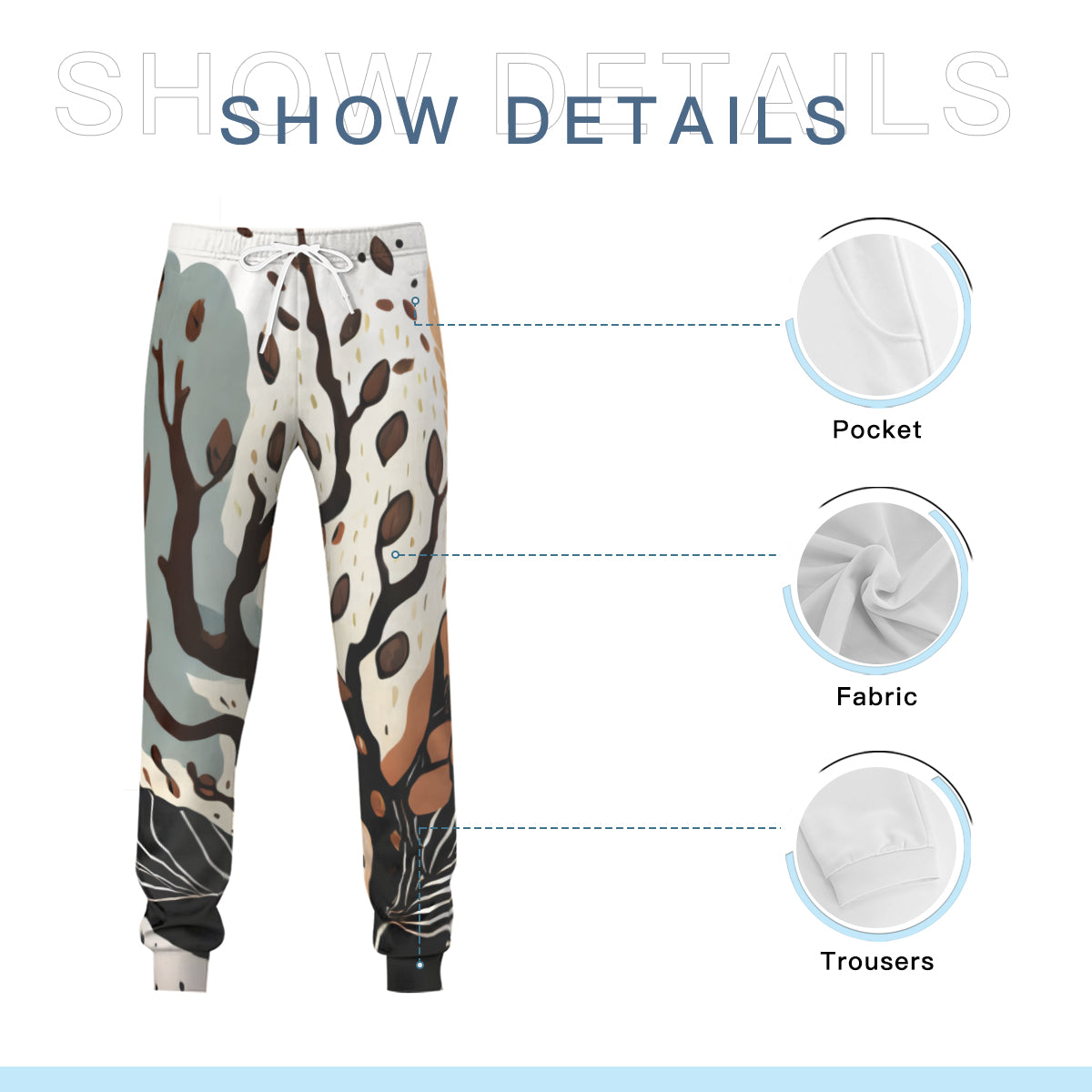 African Tree Pattern Men's Adult Hoodie Set (Double-Layer Hood) | Health Fabric