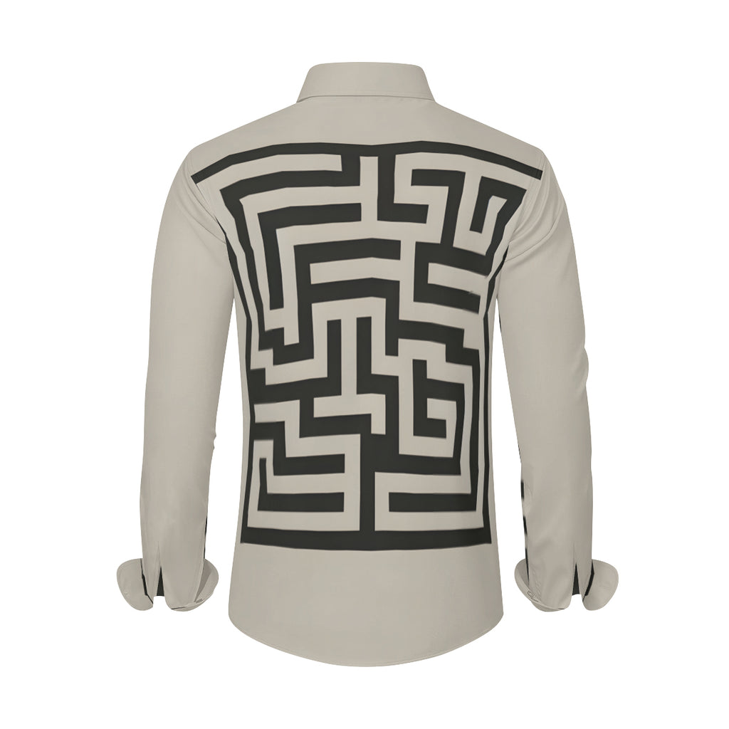Minimalistic Geometric Long Sleeves Men's Shirt