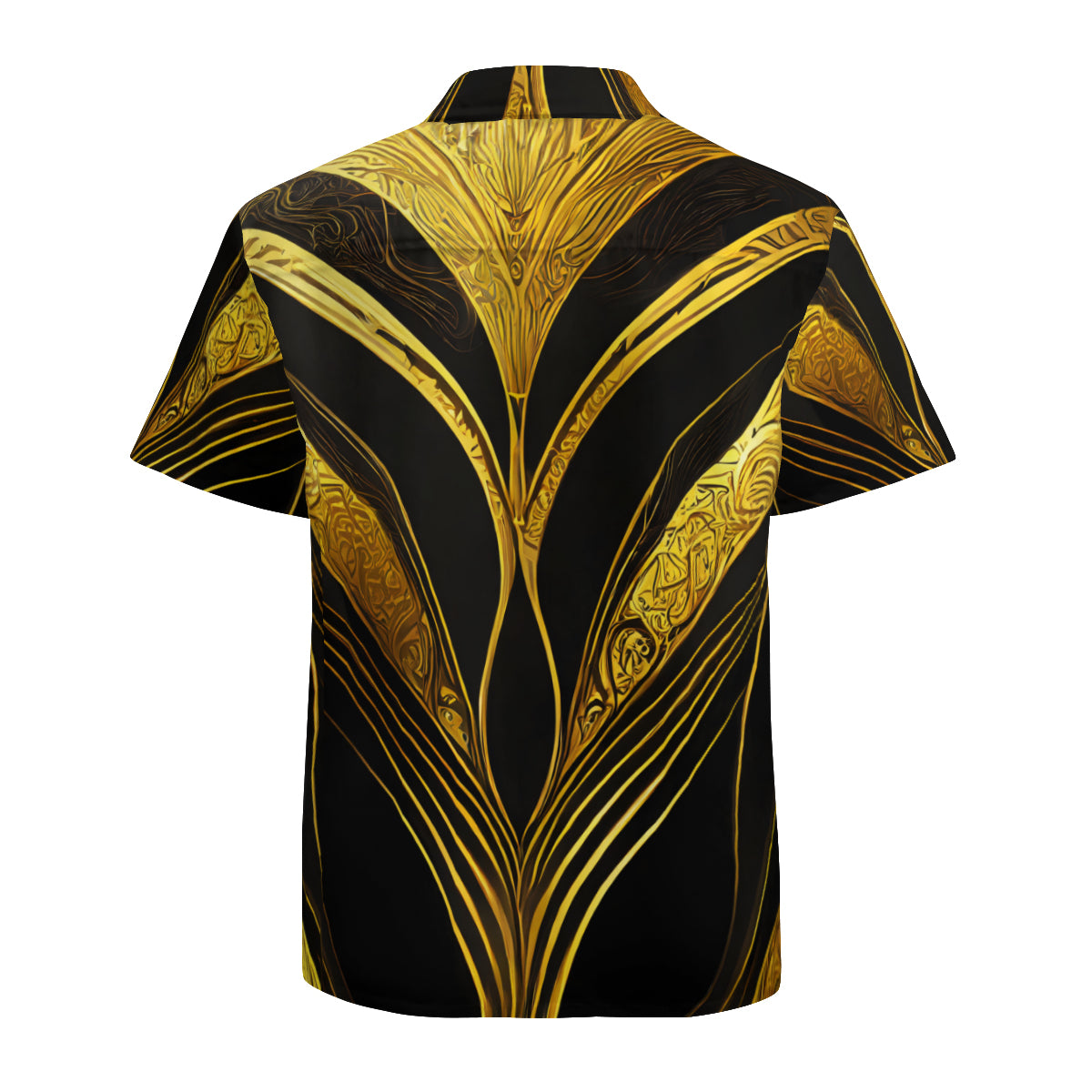 Elegant Black And Gold Short Sleeves Men's Shirt