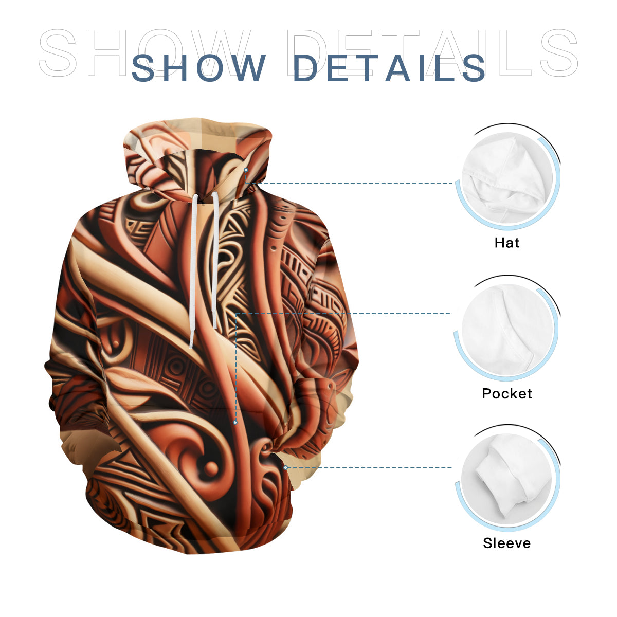 Terracota Scuplture Men's Adult Hoodie Set (Double-Layer Hood) | Health Fabric