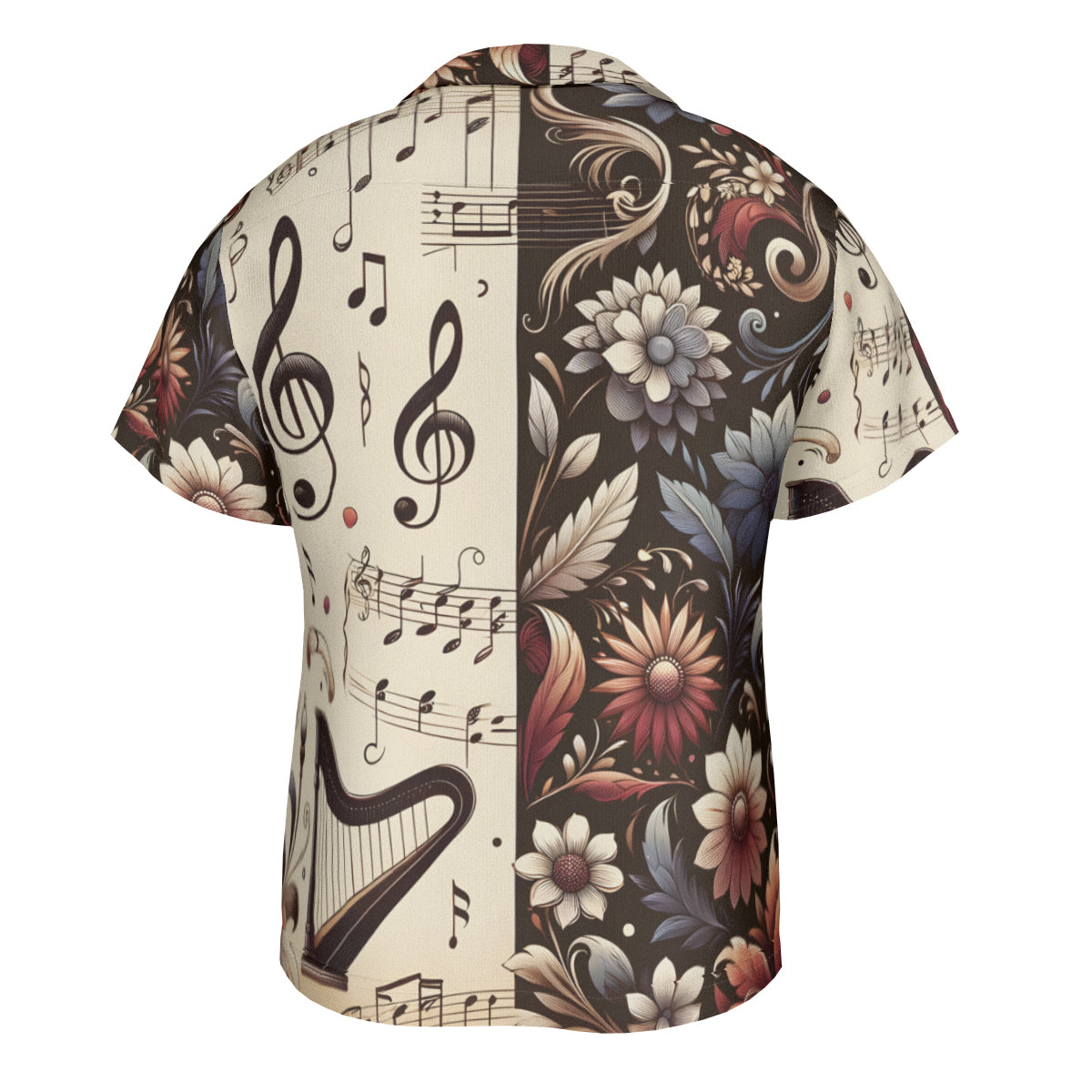 Musical Floral Short Sleeves Men's Shirt