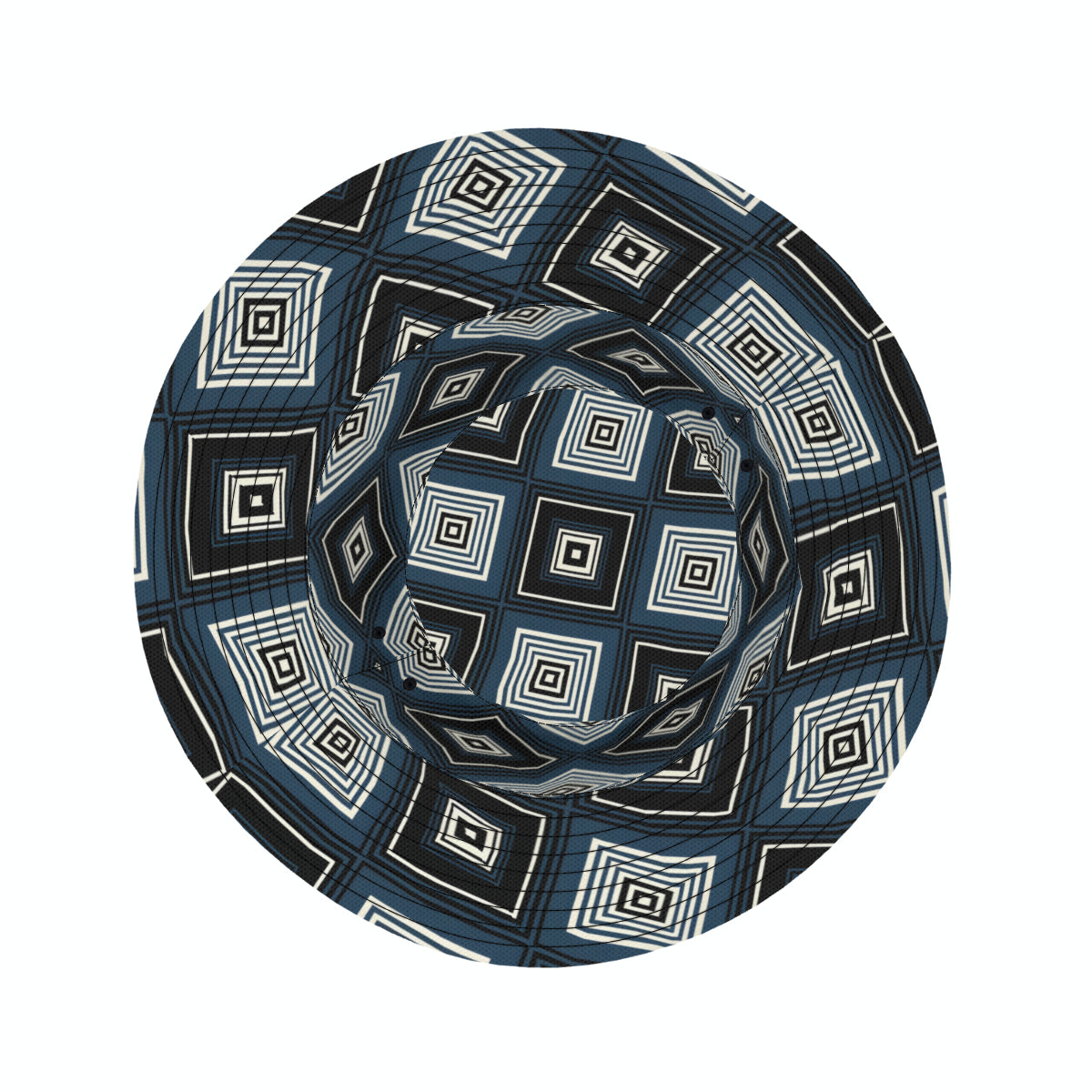 Navy Blue Geometric Shapes Double-Sided Unisex Polyester Bucket Hat