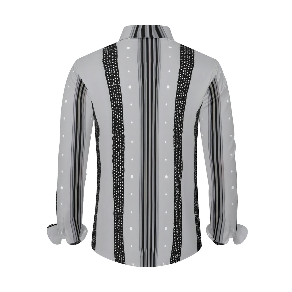 Abstract Stripes Design Long Sleeves Men's Shirt