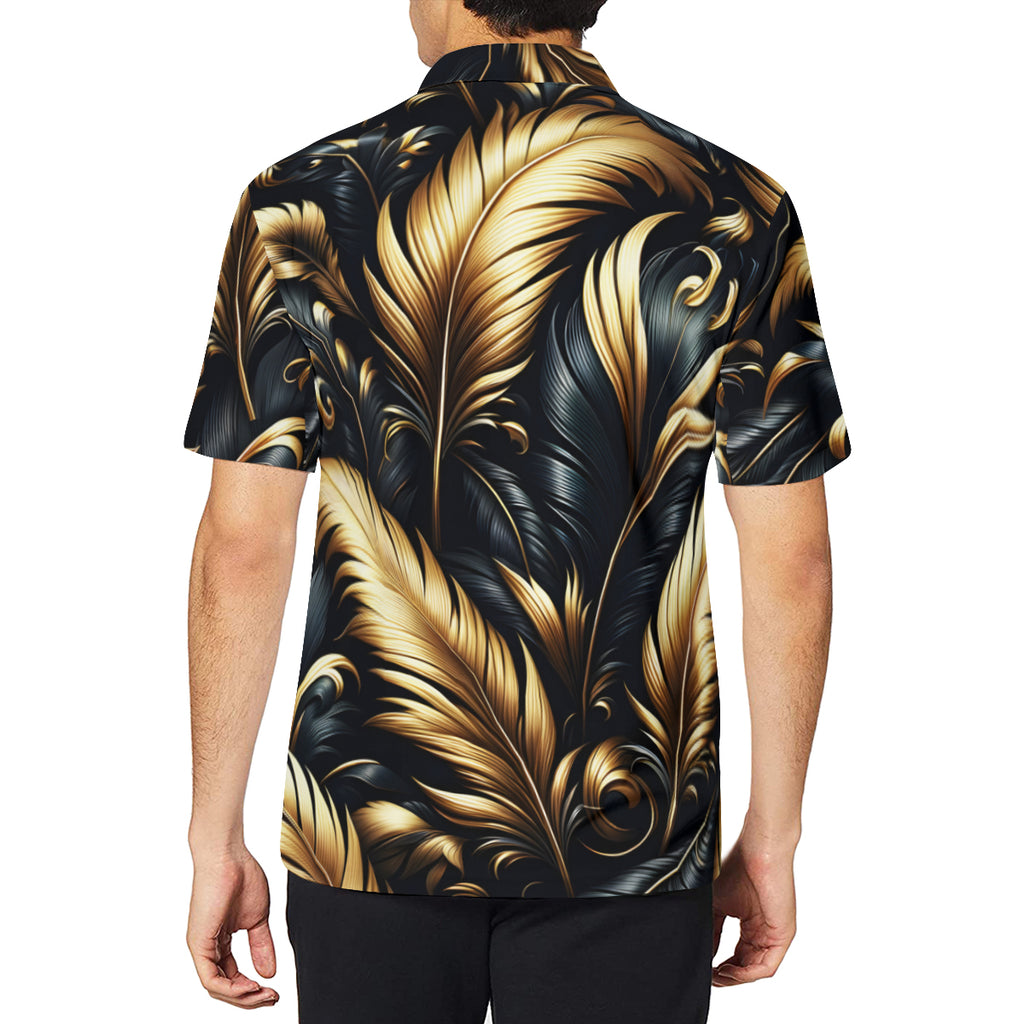 Golden Feathers  Men's Premium European Size POLO Shirt | 95% Polyester+5% Spandex