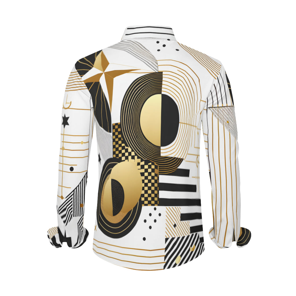 Abstract White Gold Long Sleeves Shirt