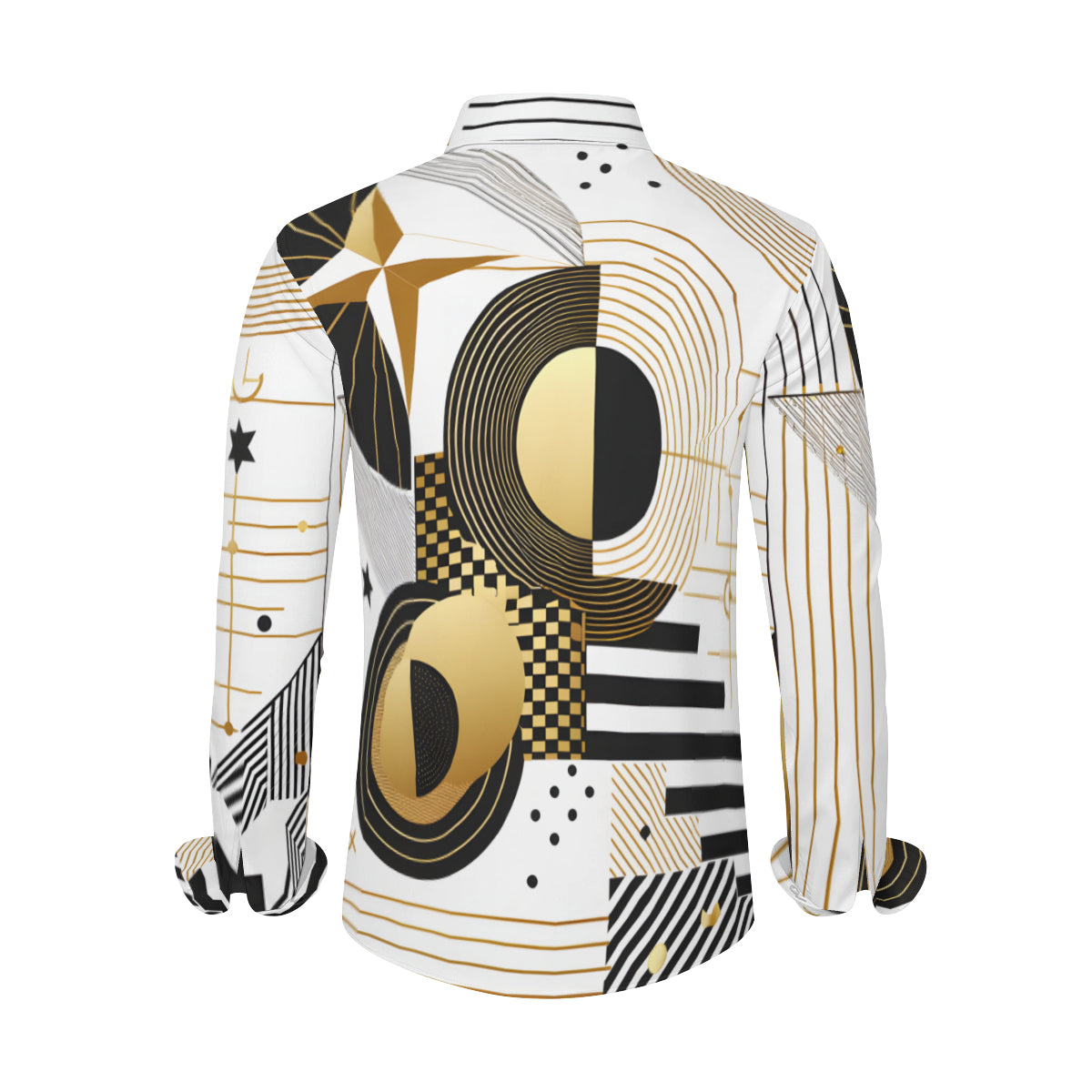 Abstract White Gold Long Sleeves Shirt