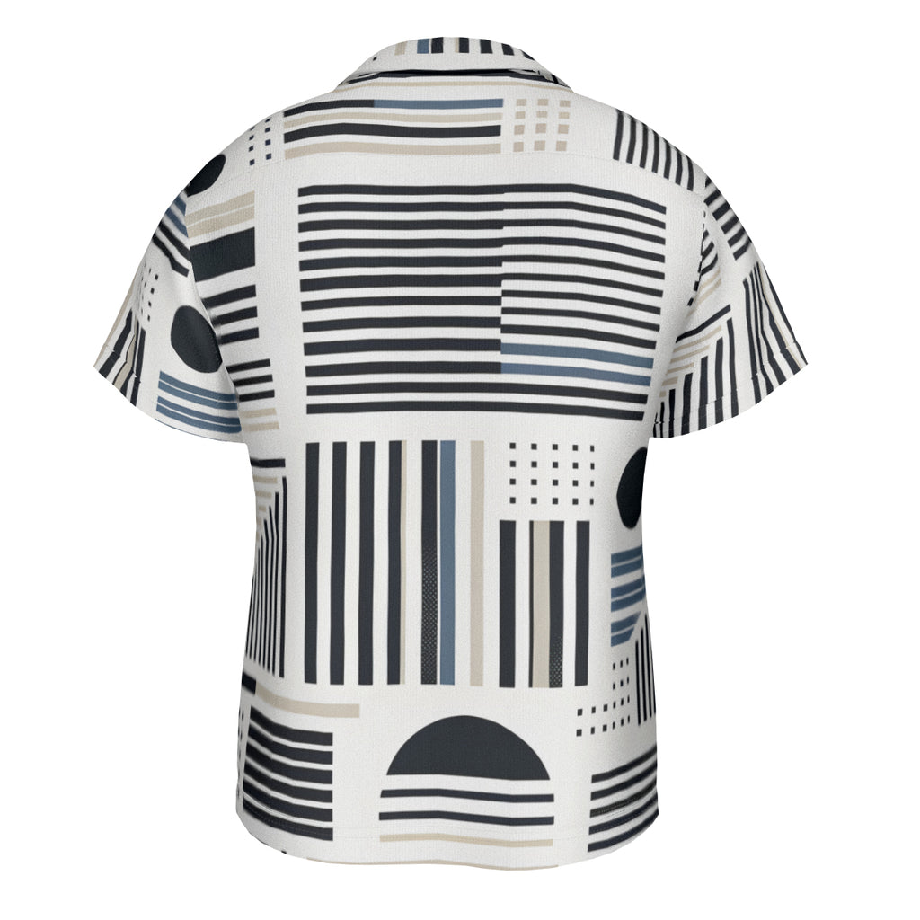 Minimalistic Black And White Short Sleeves Men's Shirt