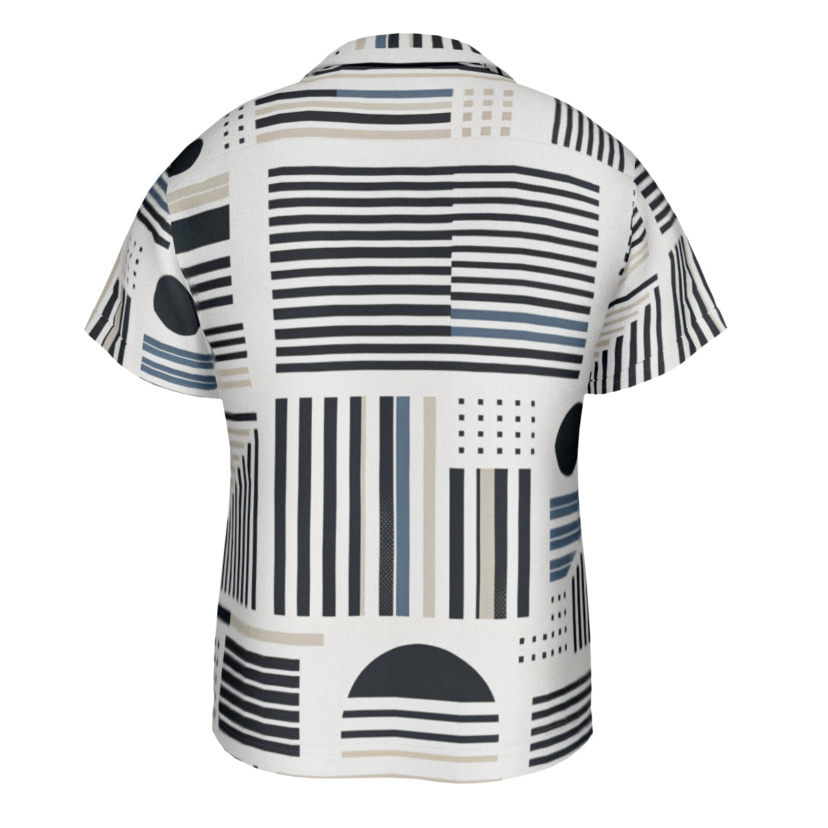 Minimalistic Black And White Short Sleeves Men's Shirt