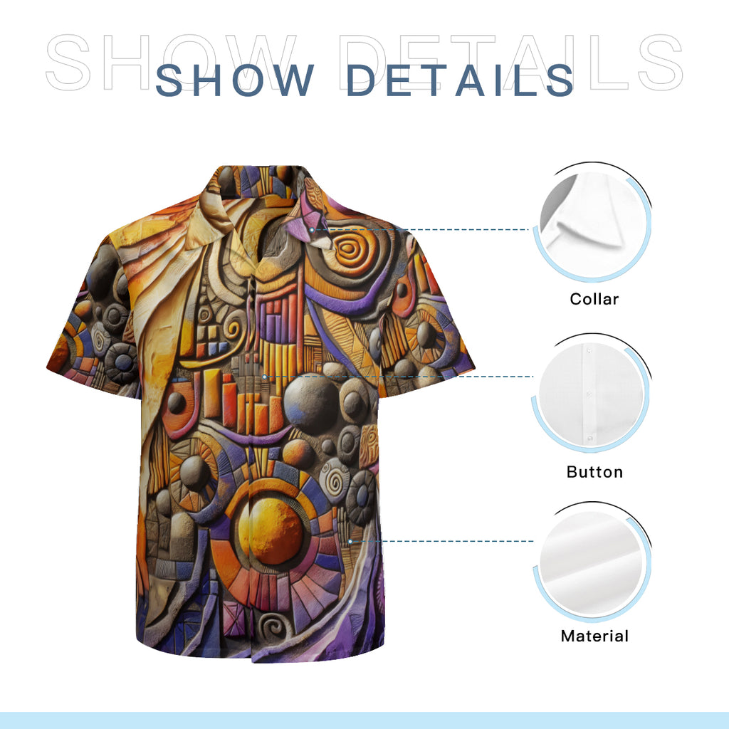 Textured Plasters Short Sleeves Men's Shirt