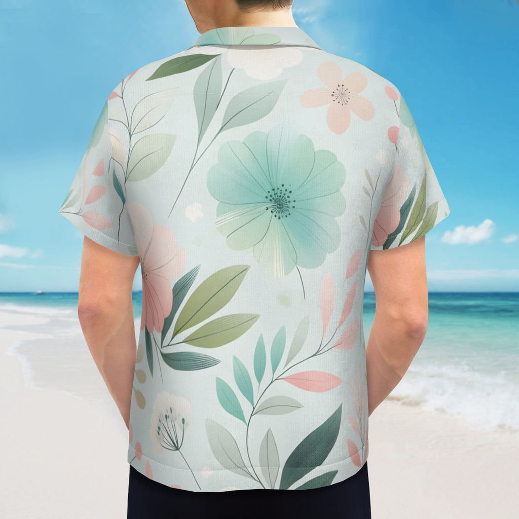 Minimalistic Floral Short Sleeves Men's Shirt