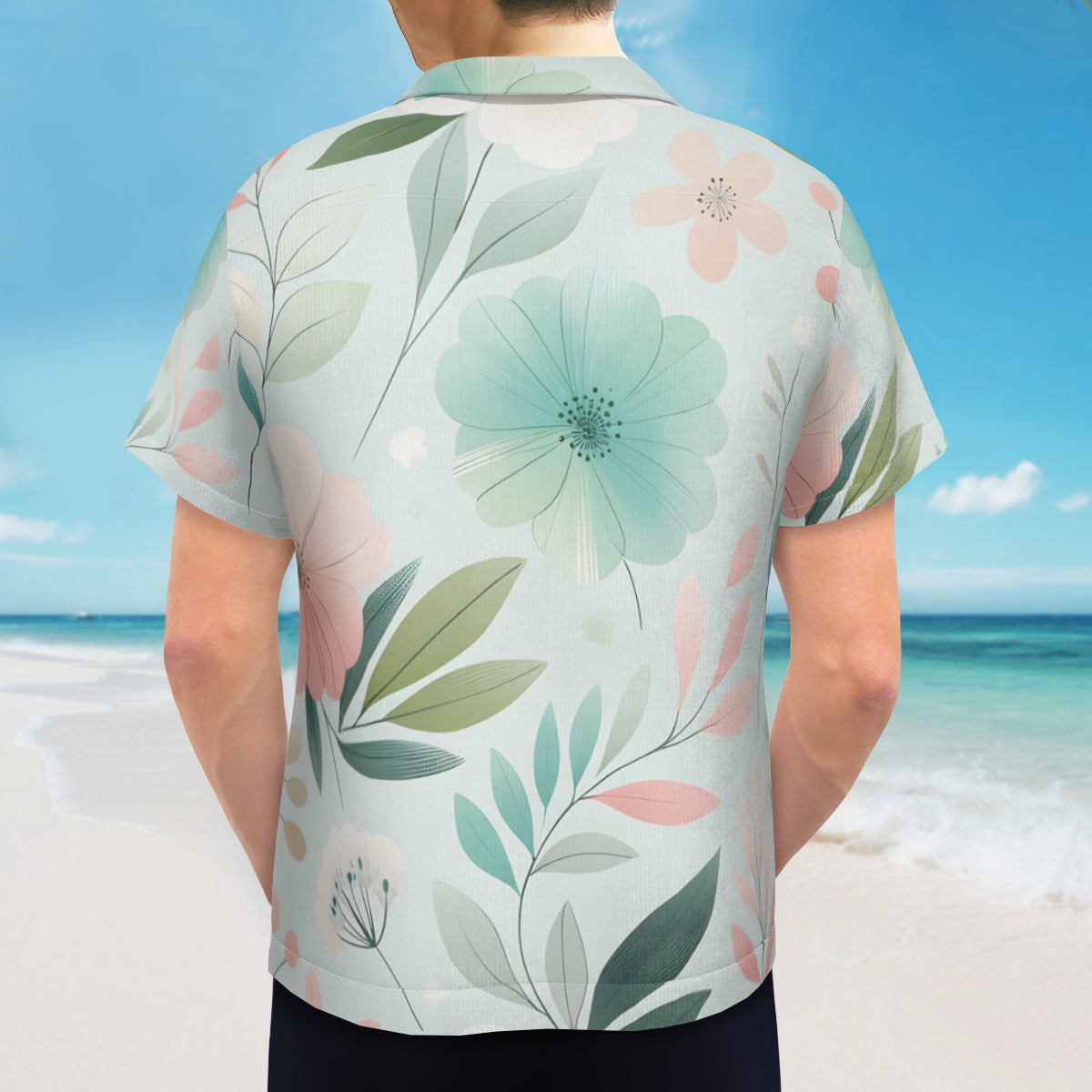 Minimalistic Floral Short Sleeves Men's Shirt