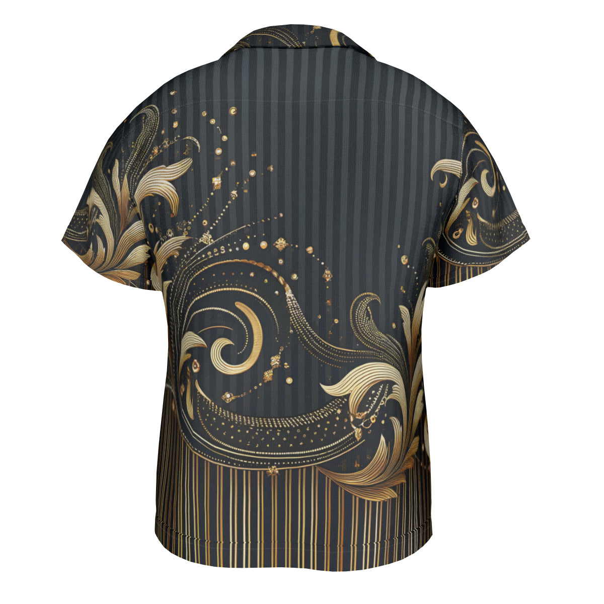 Elegant Black And Gold Short Sleeves Men's Shirt