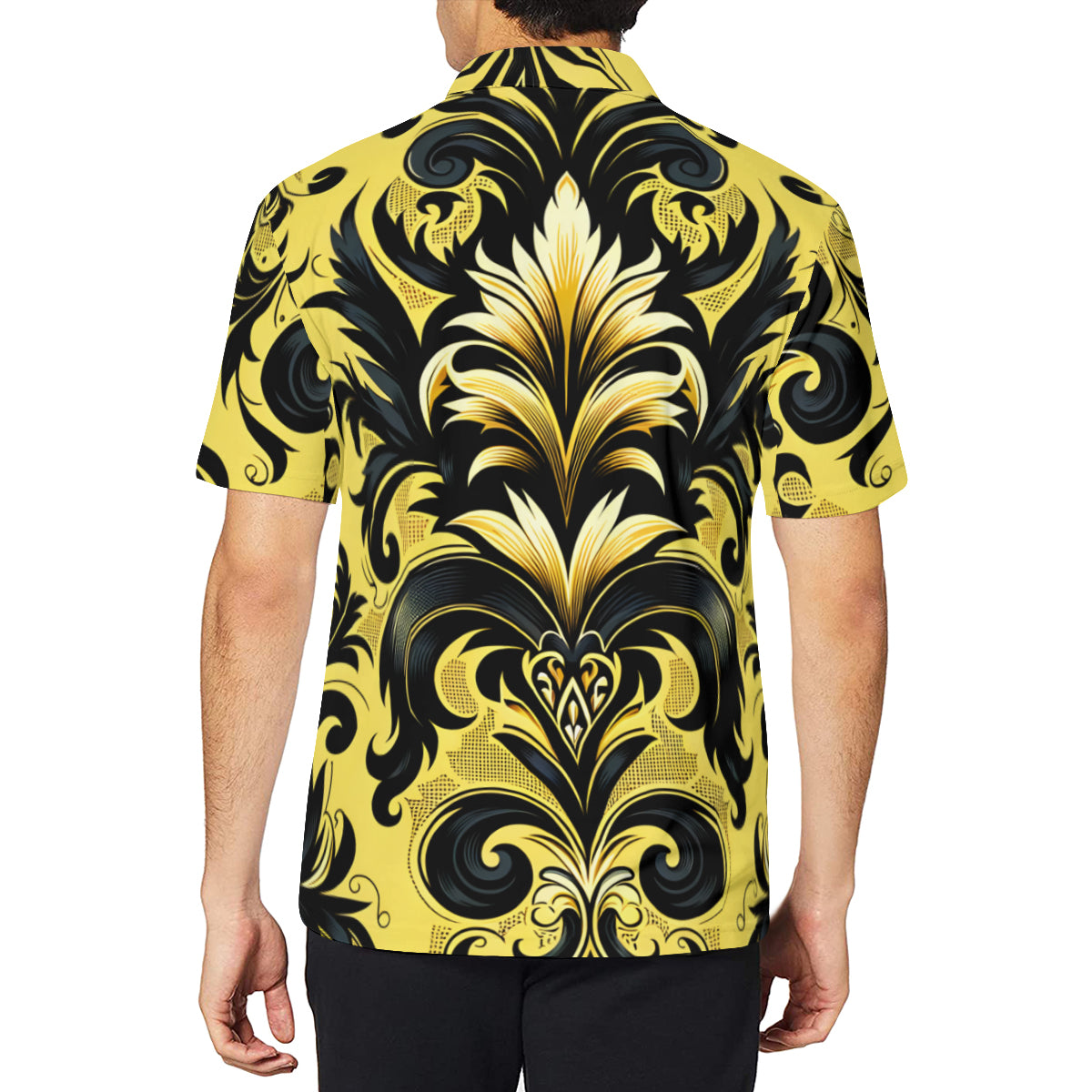 Yellow And Black Luxury Men's Premium European Size POLO Shirt | 95% Polyester+5% Spandex