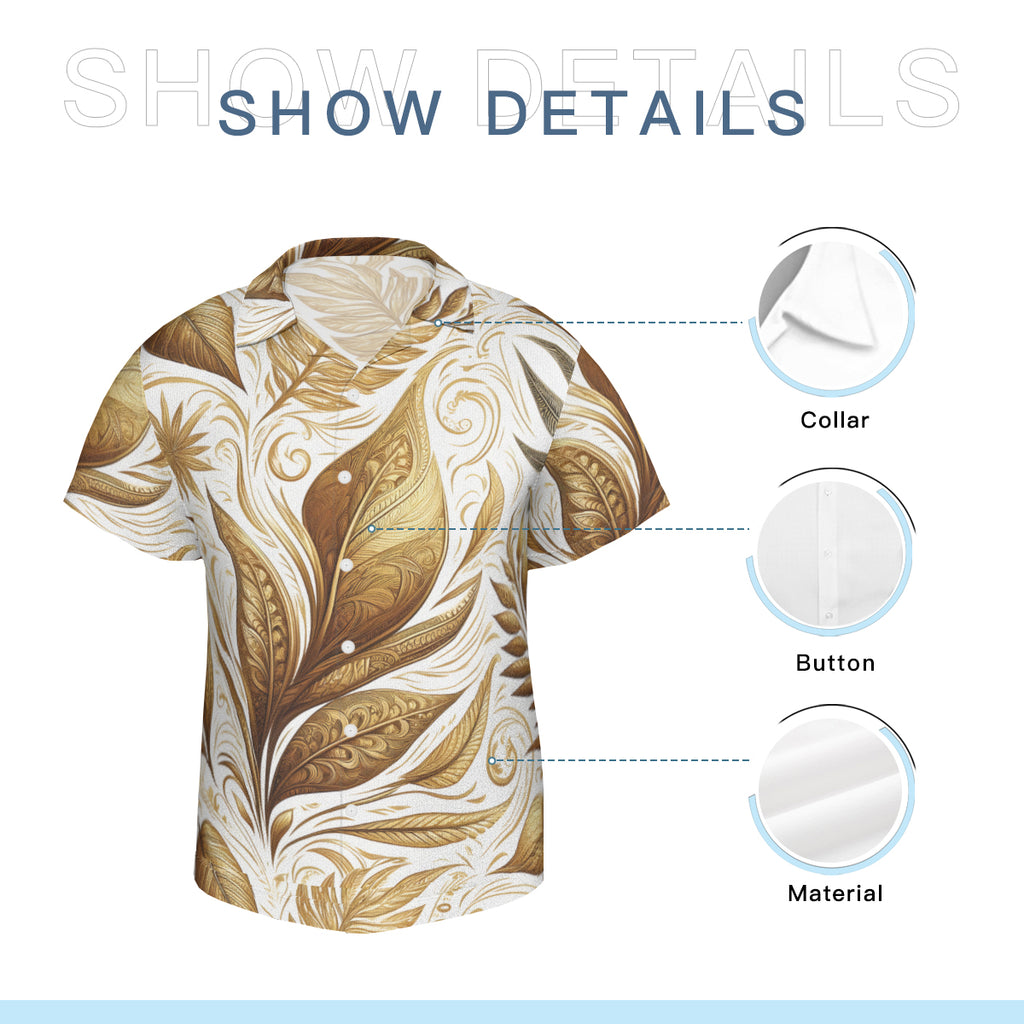 Golden Feathers Men Short Sleeves Shirt