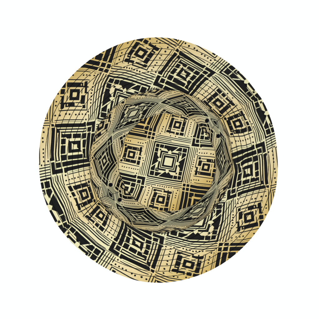 Golden Geometric Shapes Double-Sided Unisex Polyester Bucket Hat