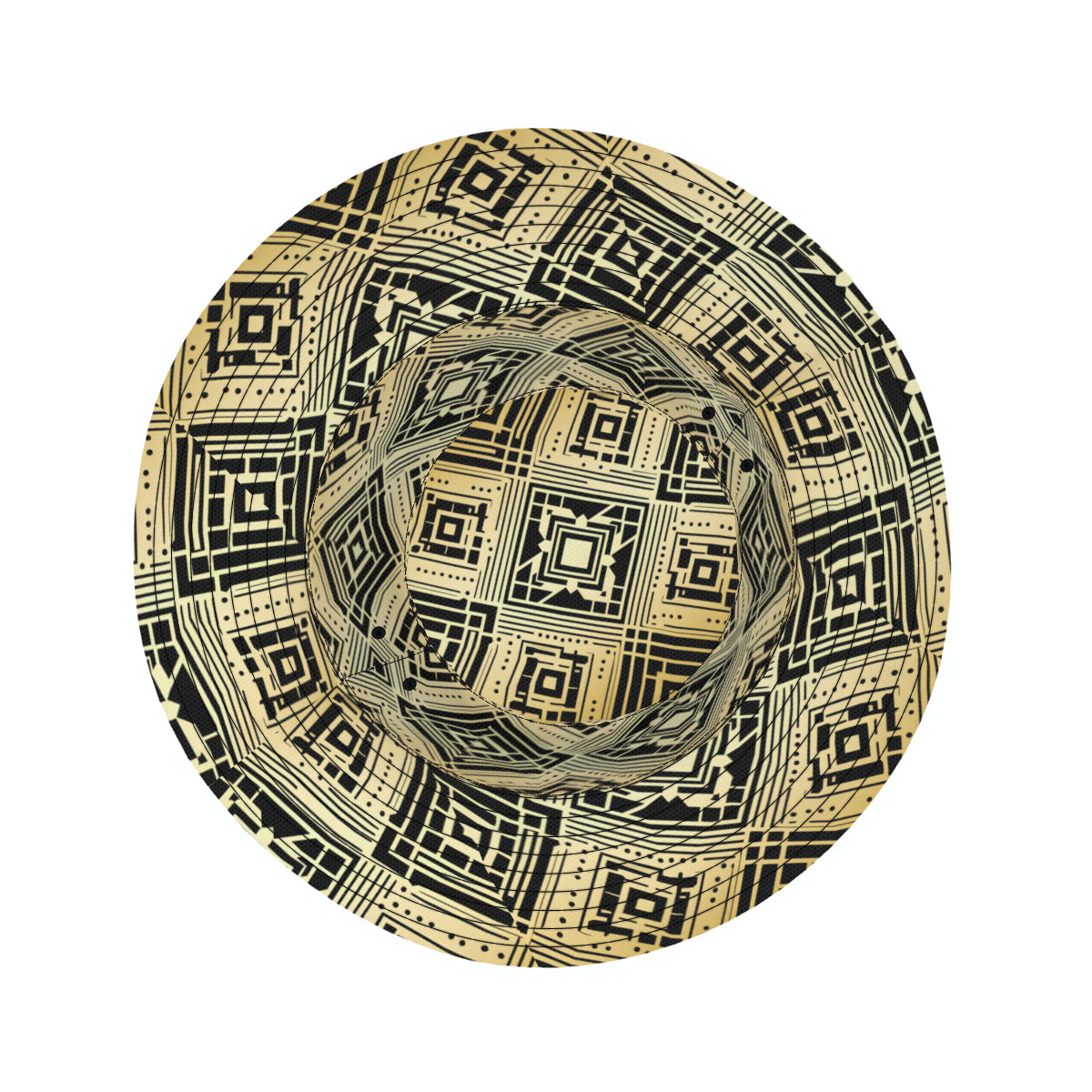Golden Geometric Shapes Double-Sided Unisex Polyester Bucket Hat