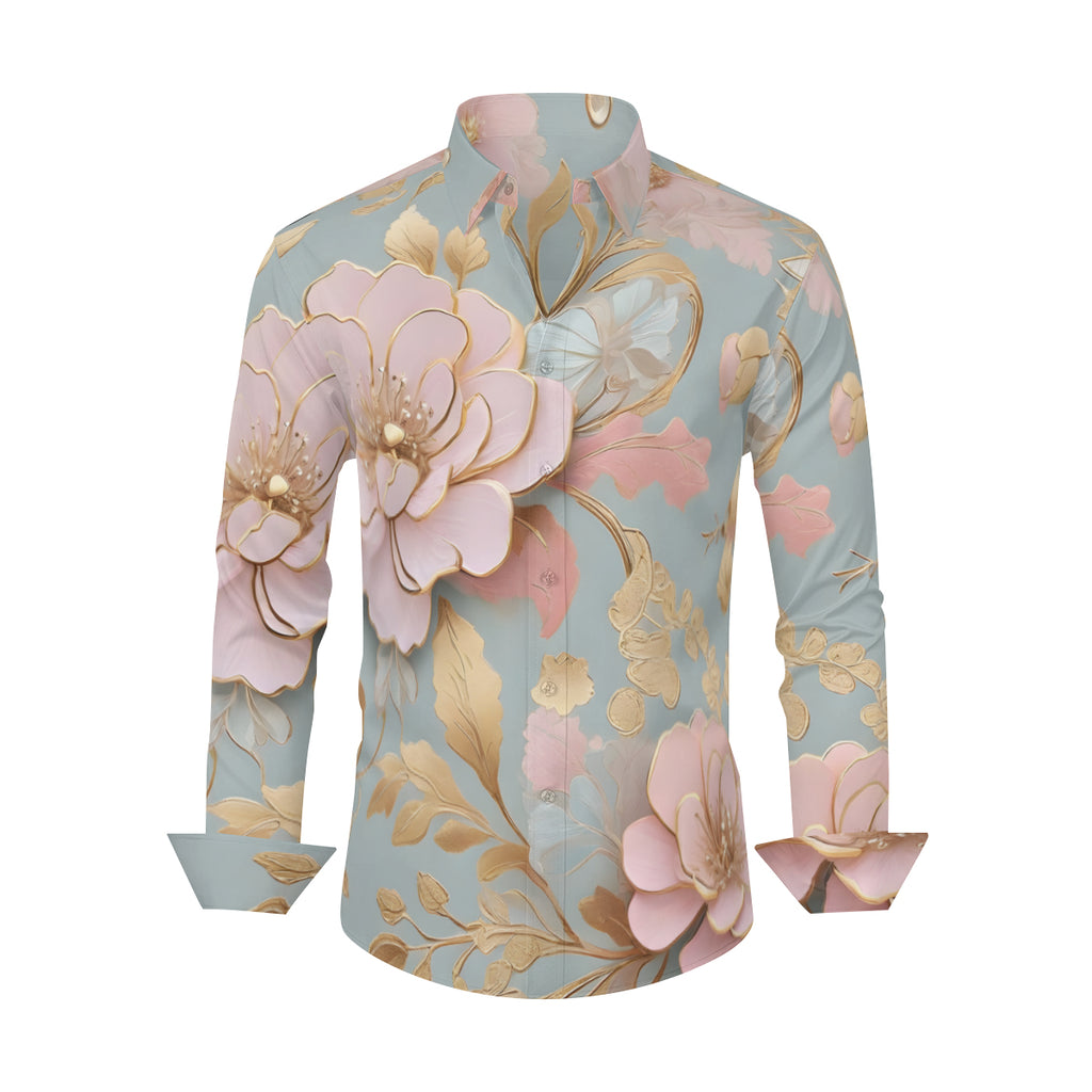 Floral Long Sleeves Men's Shirt