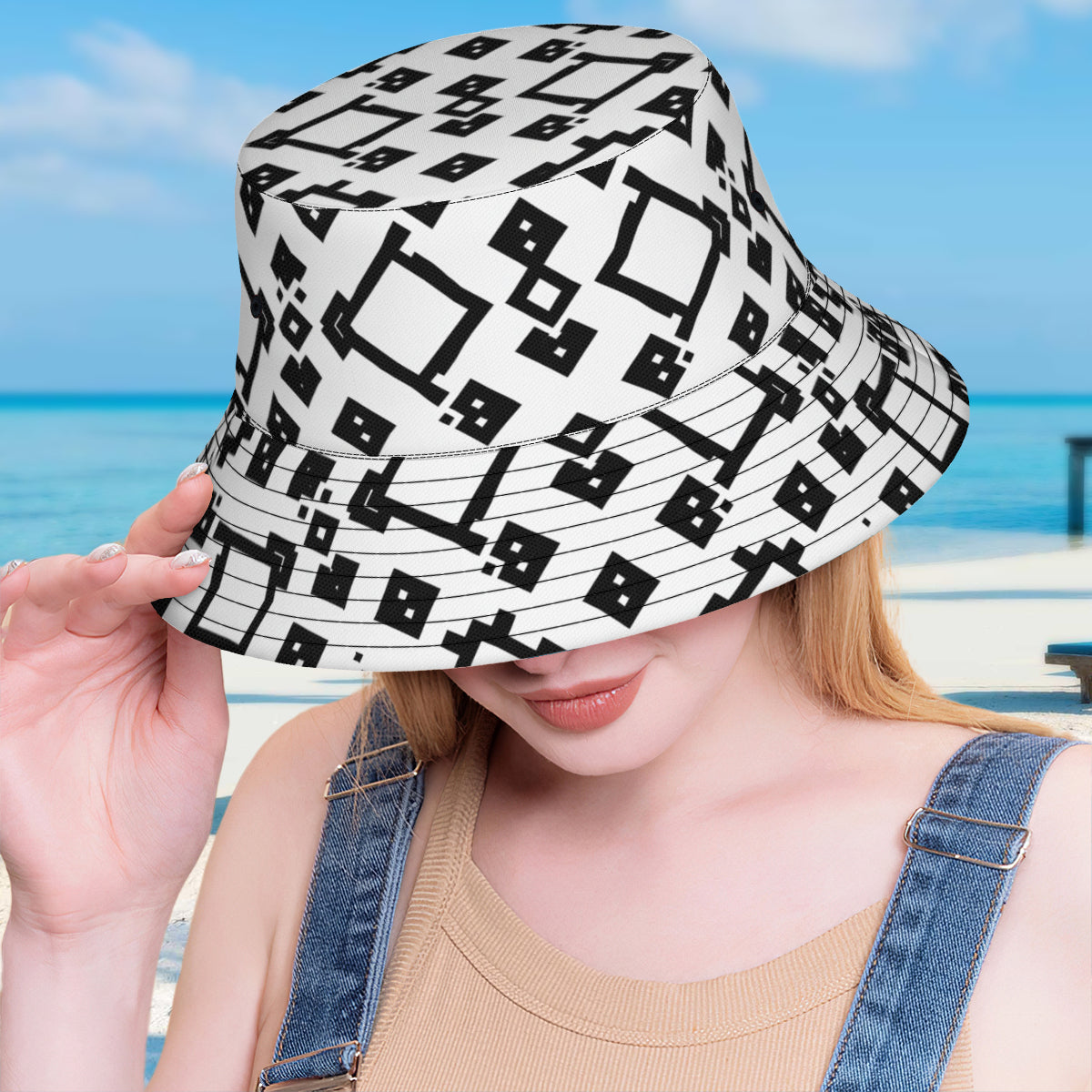 Black And White Double-Sided Unisex Polyester Bucket Hat