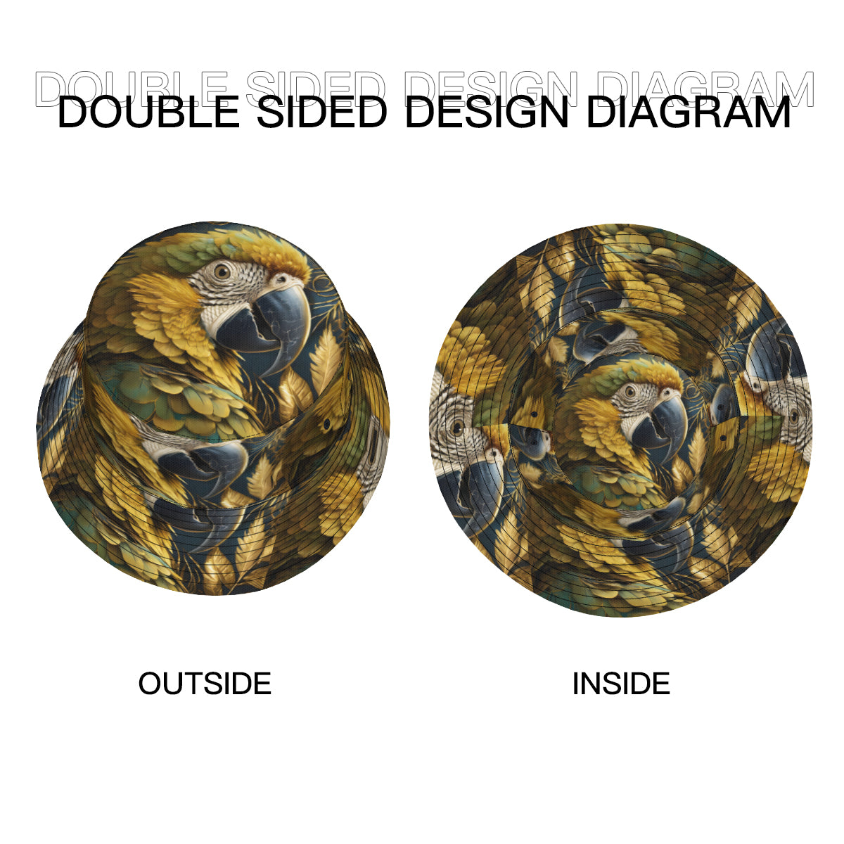Tropical Parrot Double-Sided Unisex Polyester Bucket Hat