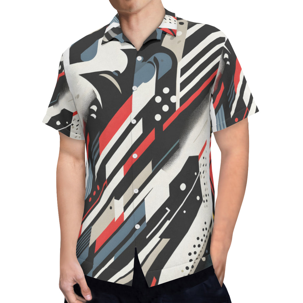 Abstract Short Sleeves Men's Shirt