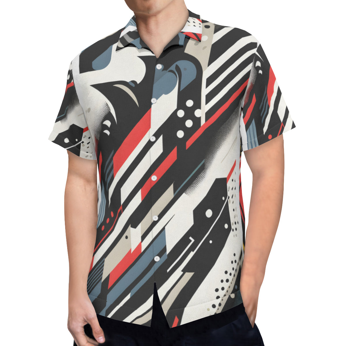 Abstract Short Sleeves Men's Shirt