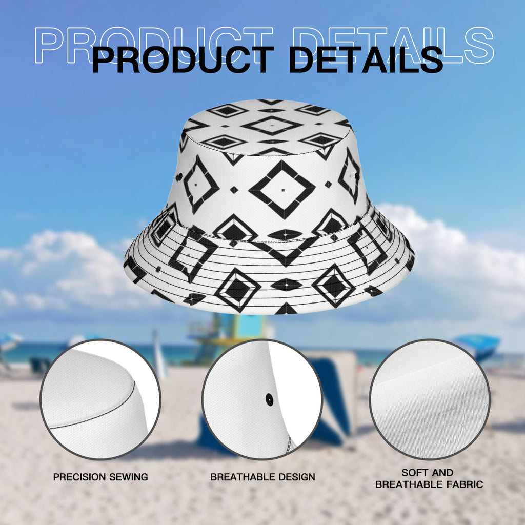 Black And White Double-Sided Unisex Polyester Bucket Hat