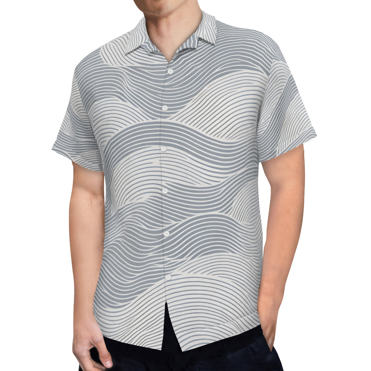 Minimalistic Geometric Short Sleeves Men's Shirt