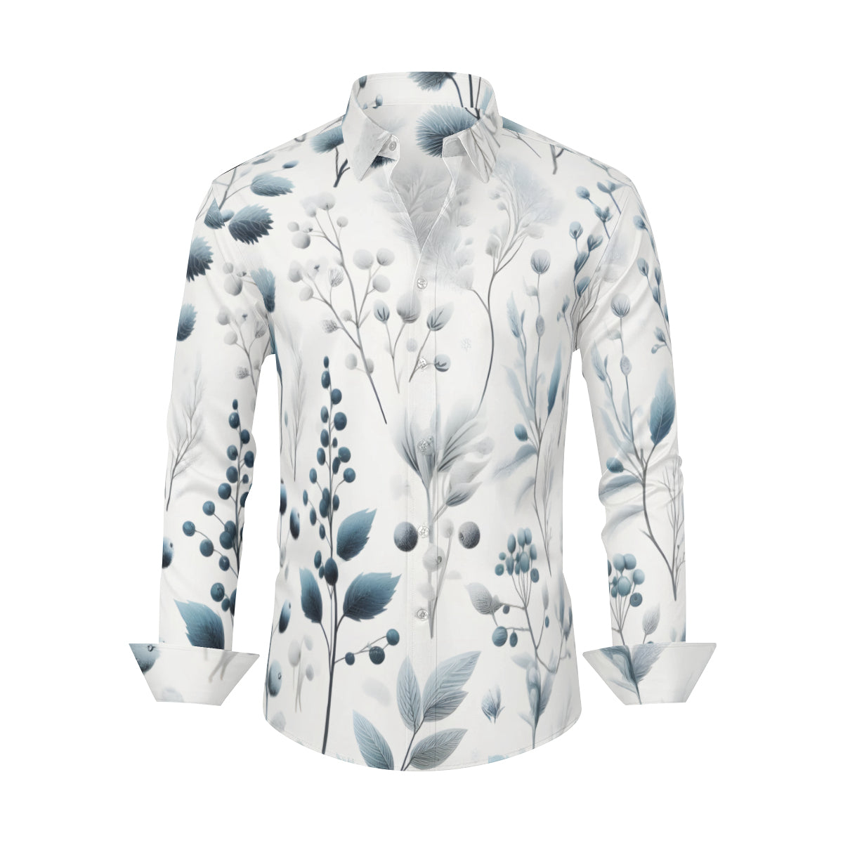 Minimalistic Floral Long Sleeves Men's Shirt