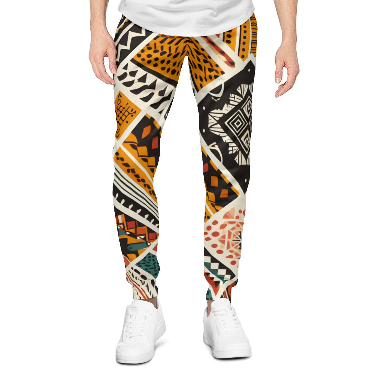 African Pattern Men's Adult Hoodie Set (Double-Layer Hood) | Health Fabric