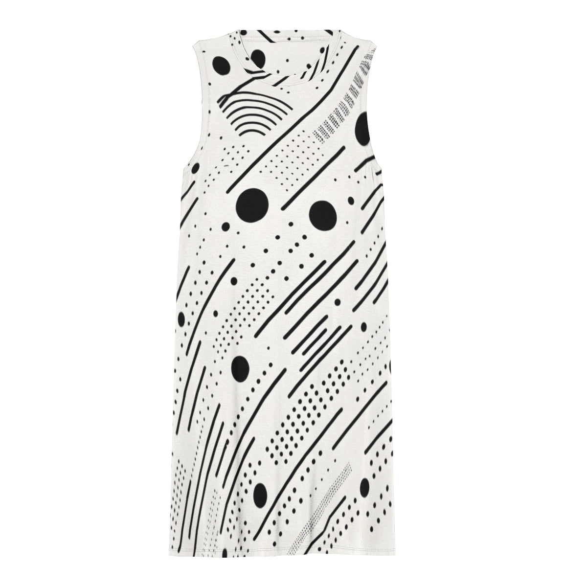 Minimalistic Black And White Women's Casual Dress | Polyester