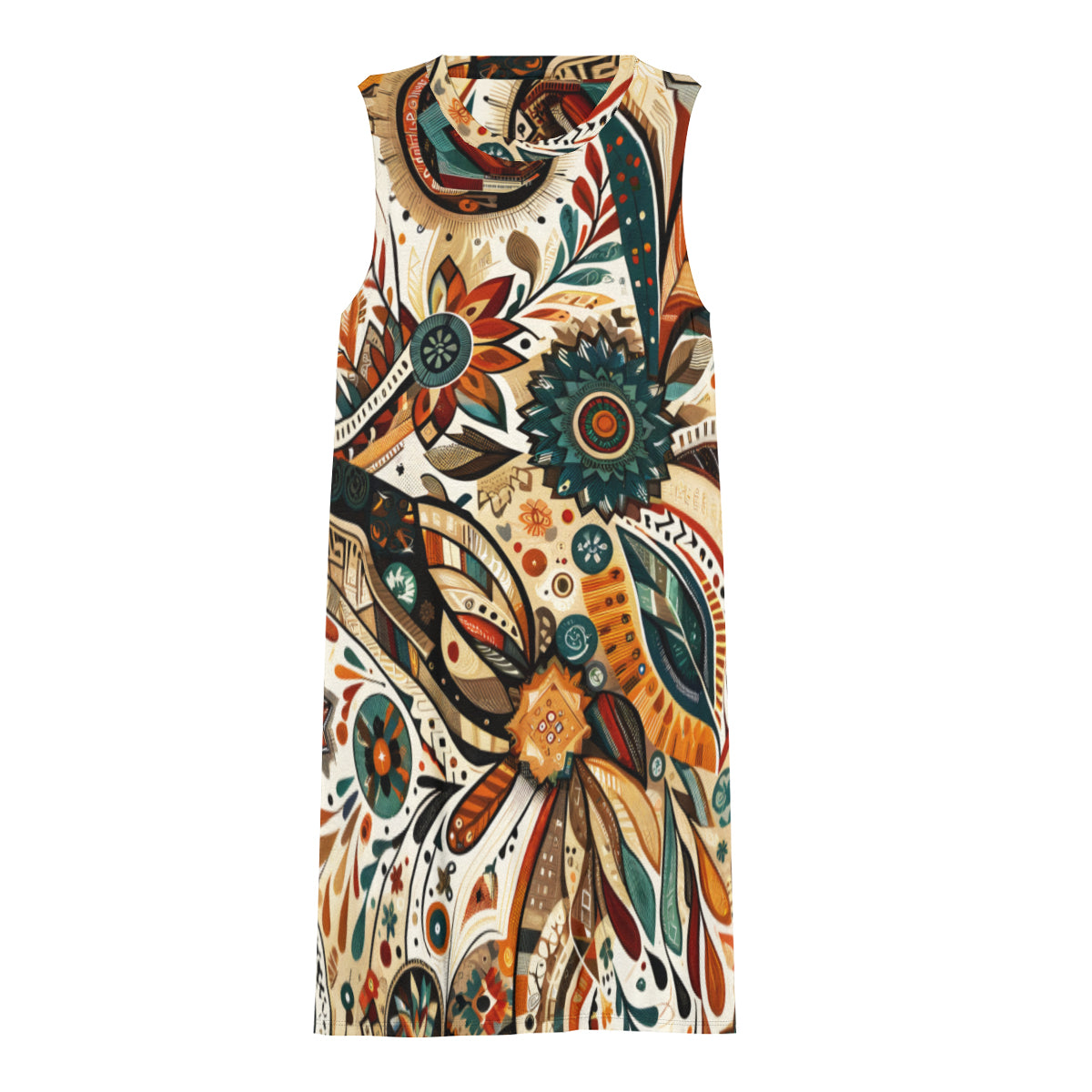 Abstract Brown Women's Casual Dress | Polyester