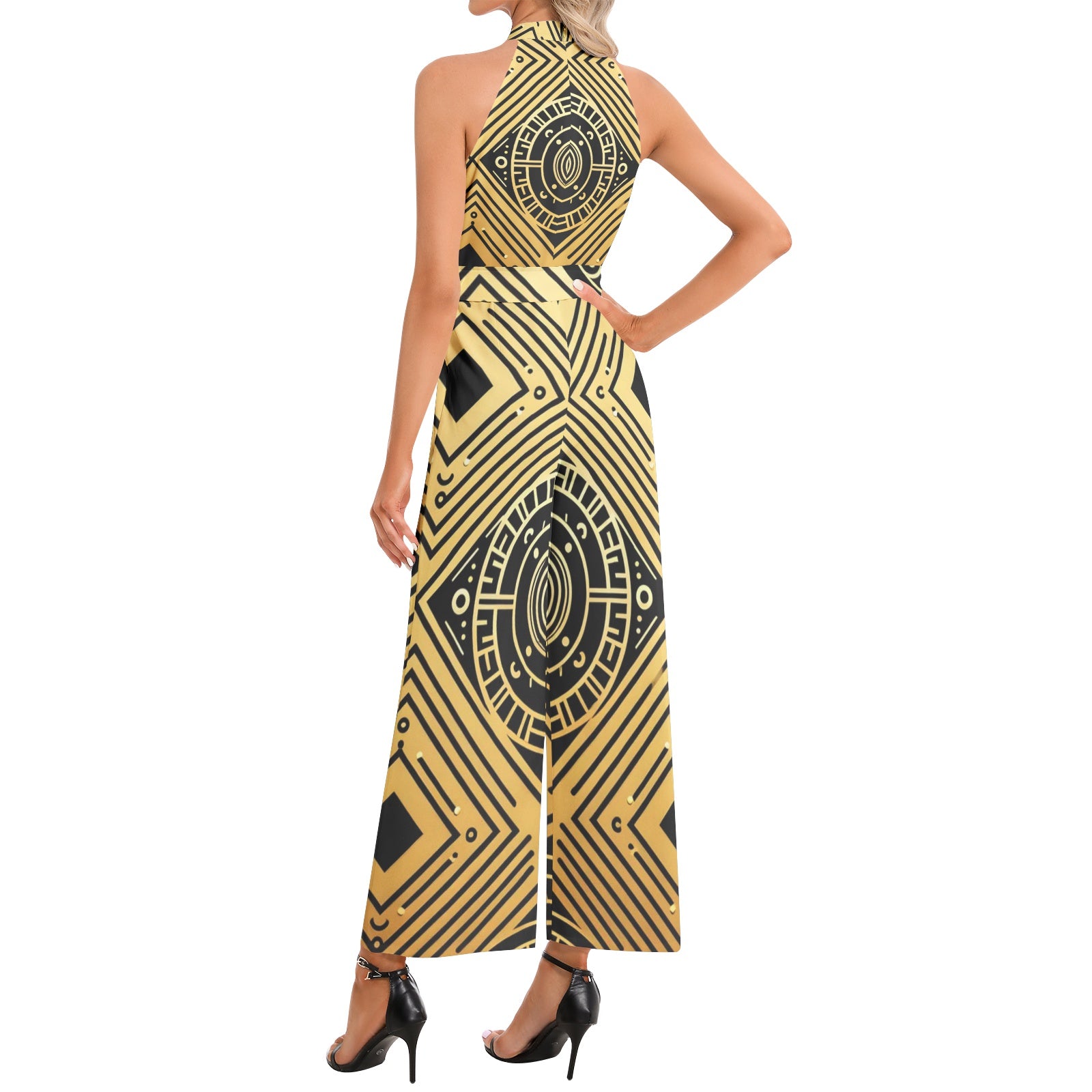 Halter Neck Buckle Belted Jumpsuit