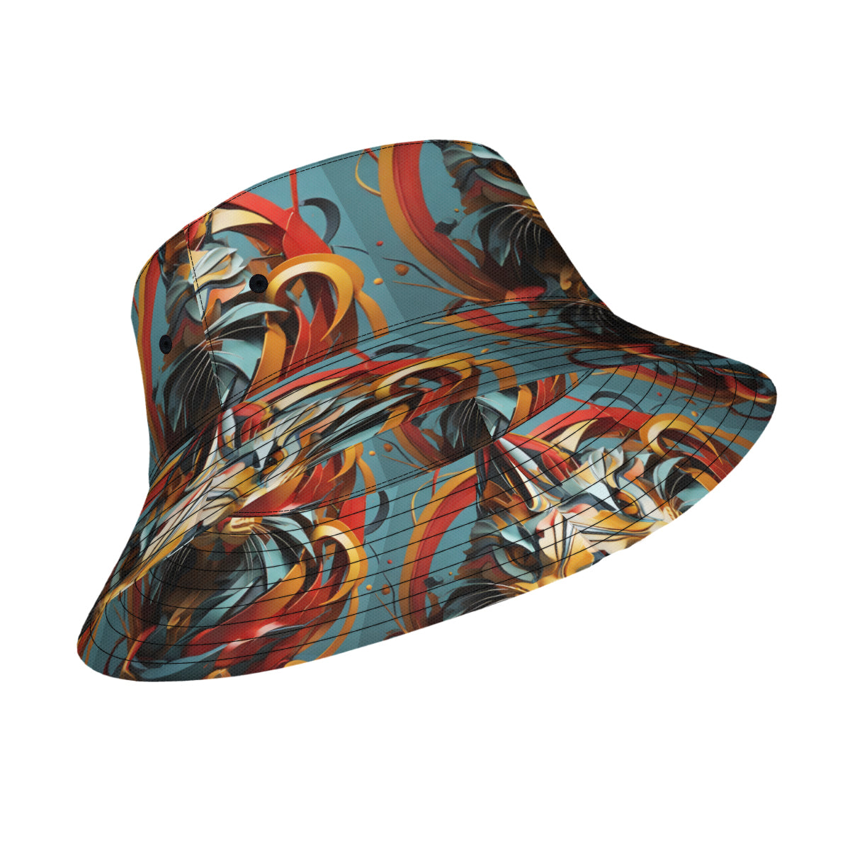 Abstract Cat Double-Sided Unisex Polyester Bucket Hat