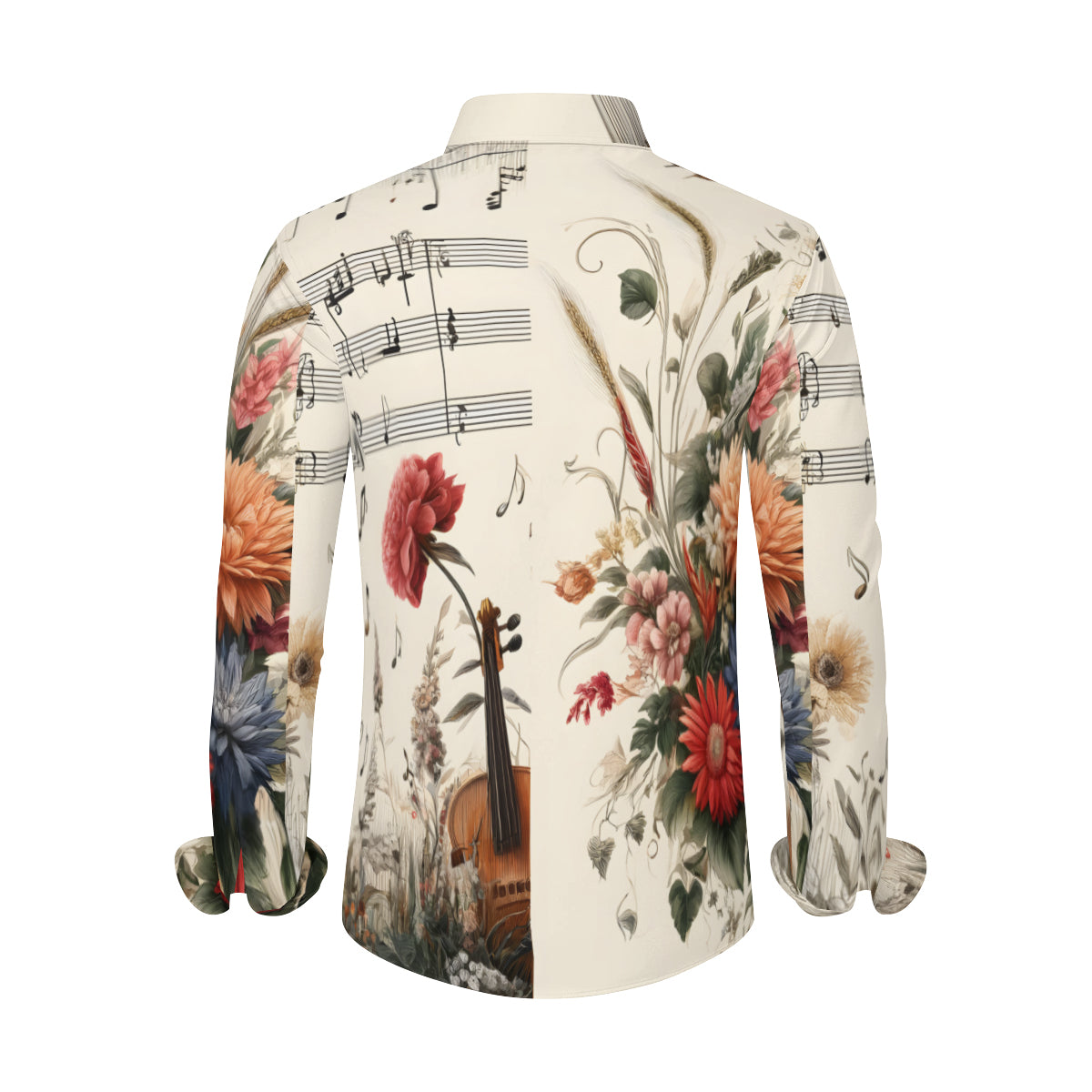 Musical Floral Long Sleeves Men's Shirt