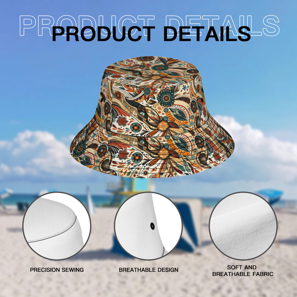 Abstract Brown Double-Sided Unisex Polyester Bucket Hat